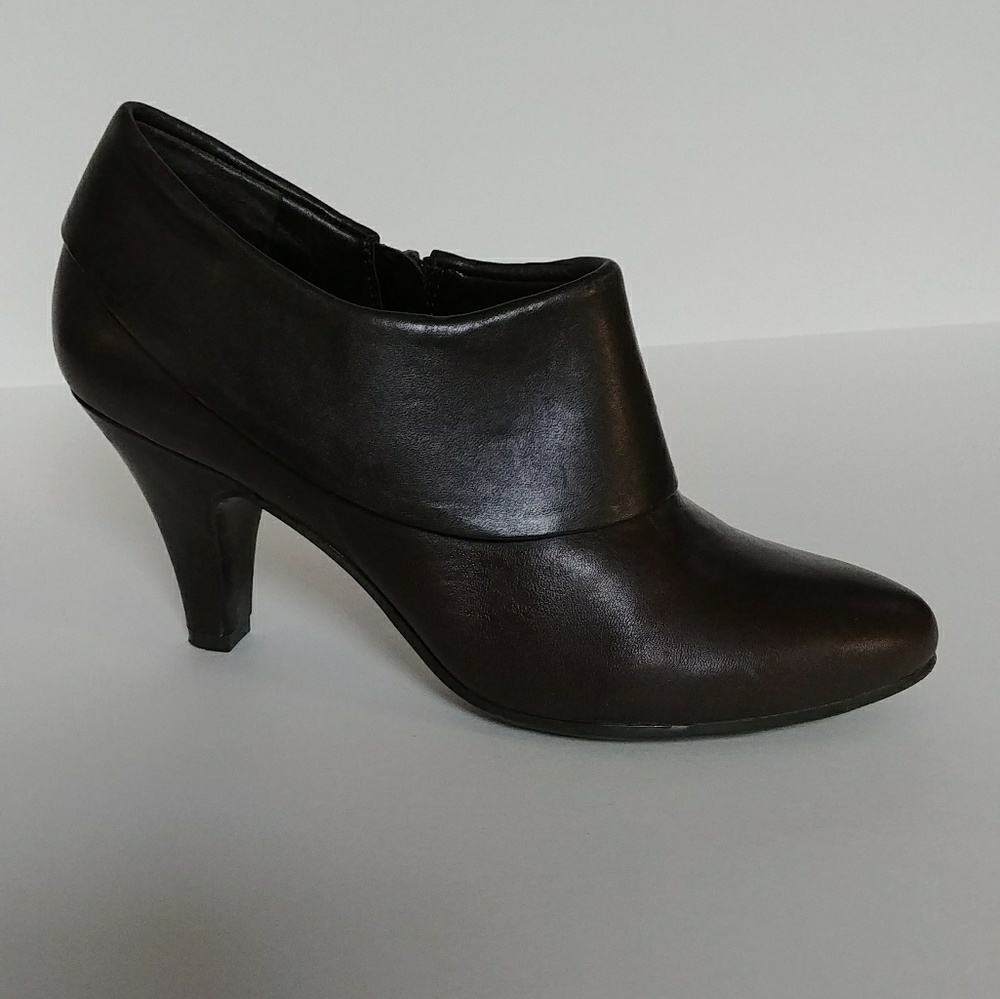 Leather cuffed booties